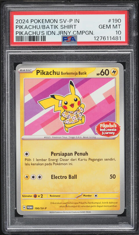 2024 Pokémon SV-P #155 Pikachu バティックシャツ 2024 Pokemon Indonesian Scarlet & Violet Promo Pikachu In A Batik