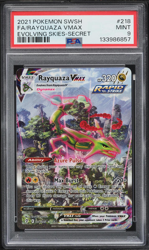 2021 Pokemon Sword & Shield Evolving Skies Alt Art Rayquaza VMAX