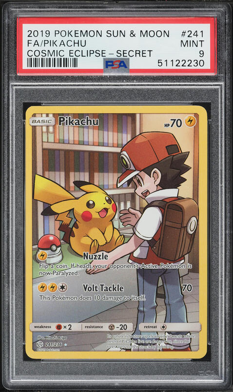 2019 Pokemon Sun & Moon Cosmic Eclipse SEC Pikachu #241 PSA 9 MINT