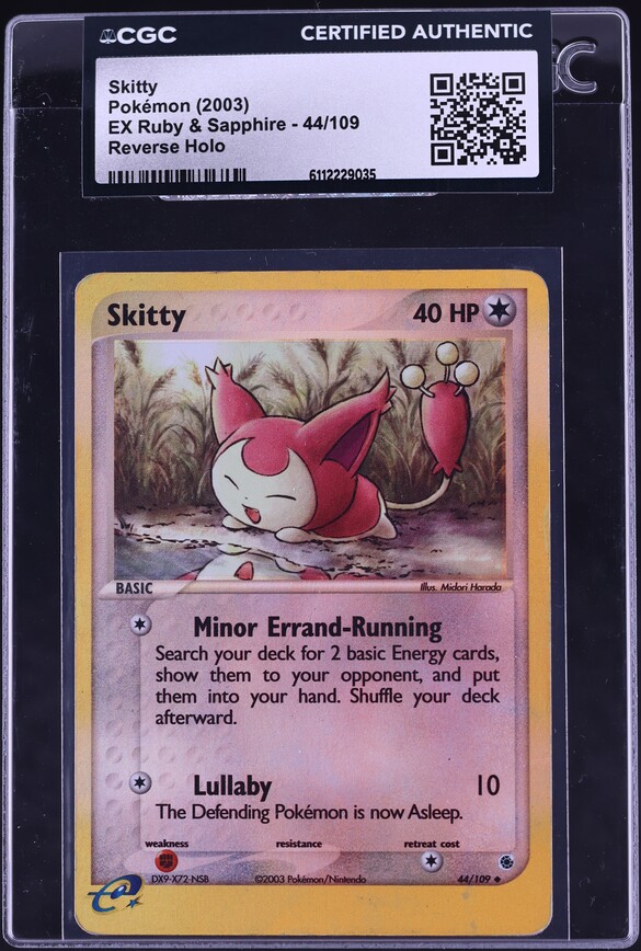 2003 Pokemon EX Ruby & Sapphire Reverse Holo Skitty #44 CGC AUTH