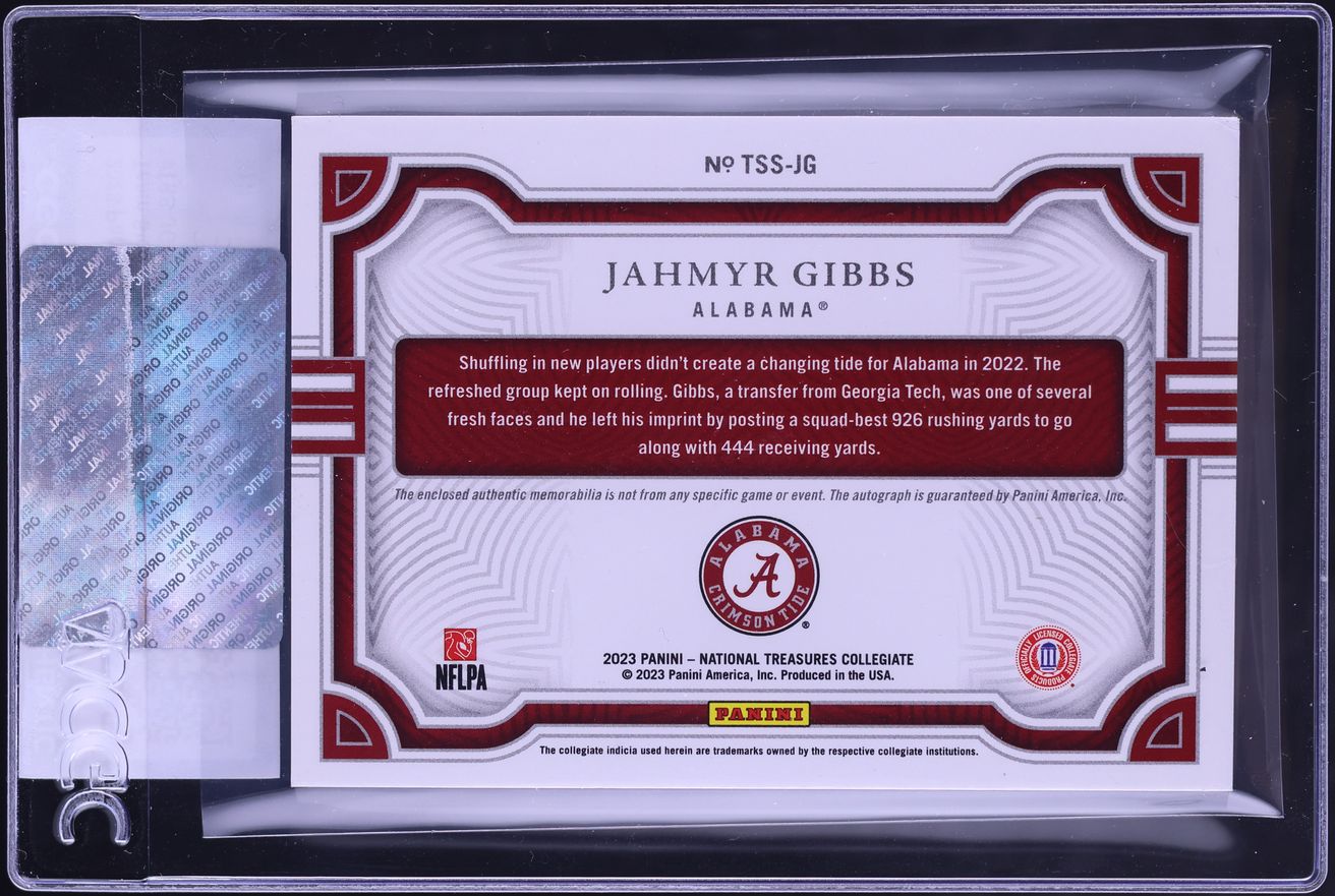 2023 National Treasures Collegiate Team Slogan D/C Jahmyr Gibbs