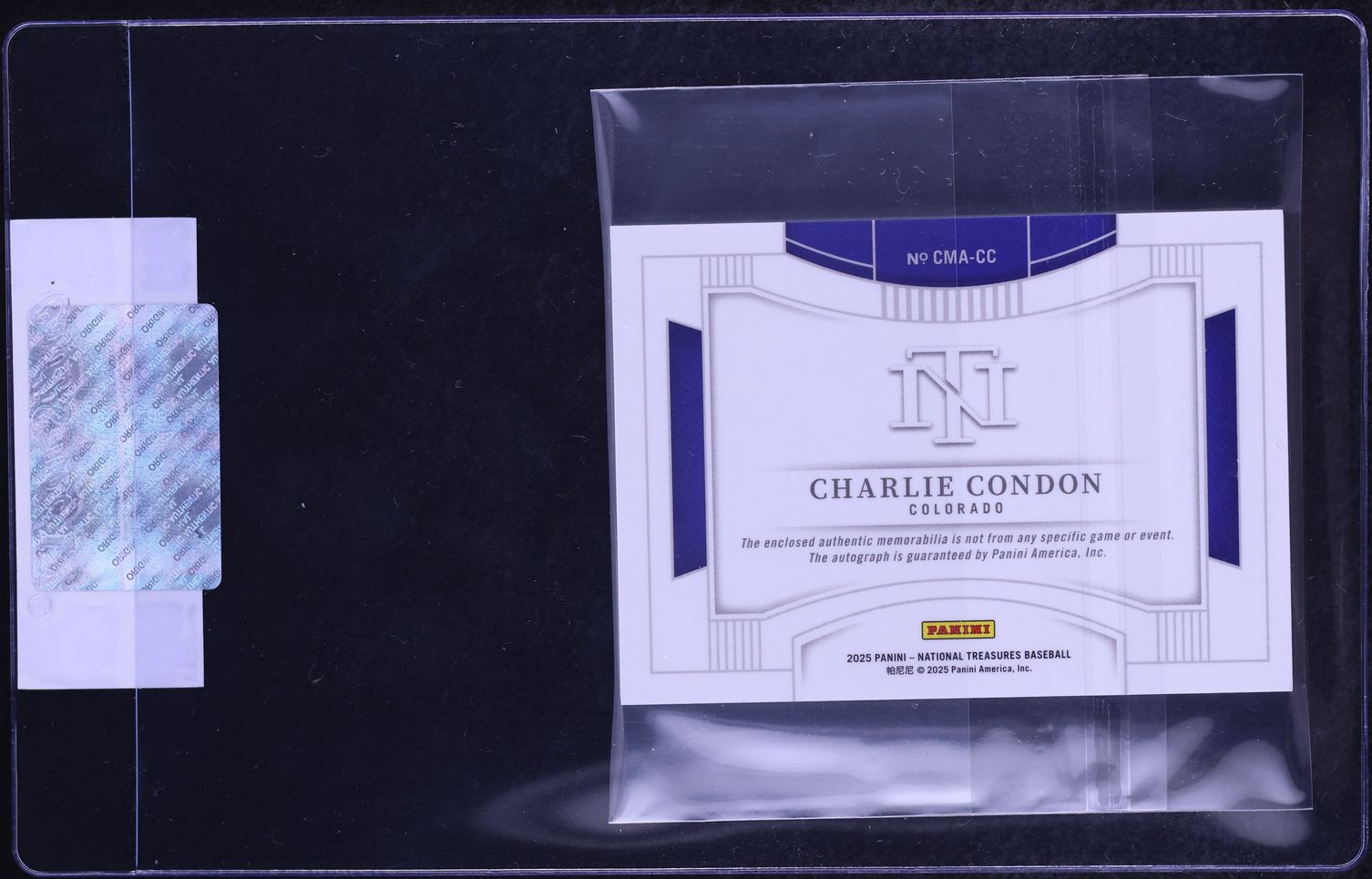 2025 National Treasures Colossal Material Charlie Condon PATCH AUTO /99 #CMA-CC CGC AUTH