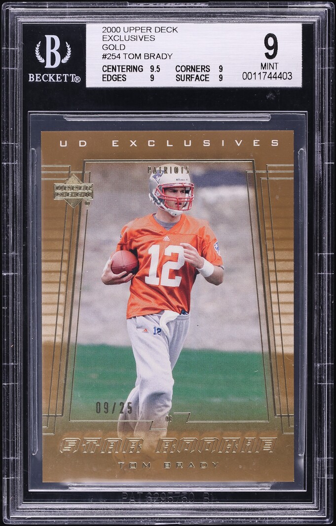2000 Upper Deck Exclusives Gold Tom Brady ROOKIE /25 #254 BGS 9 MINT
