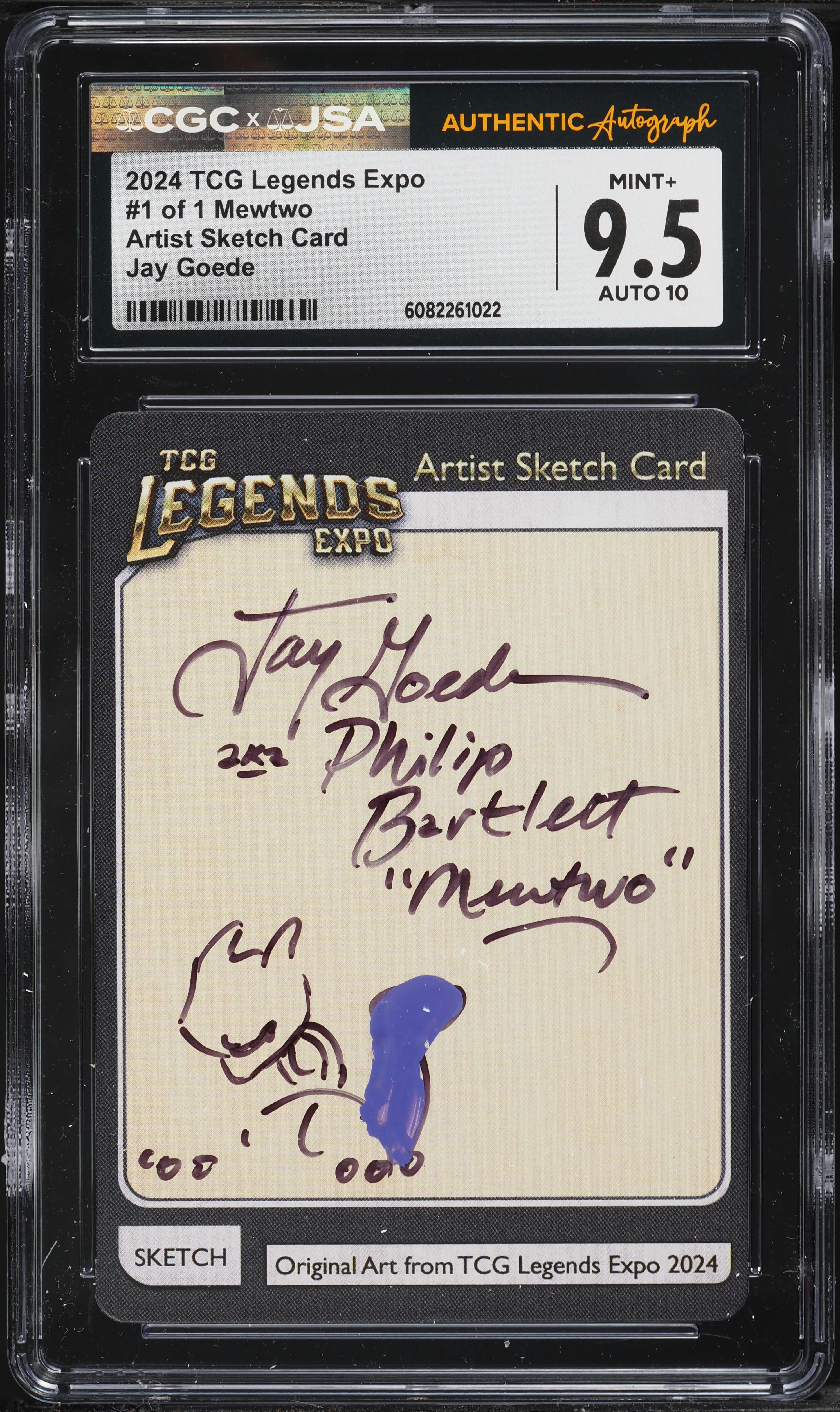 2024 TCG Legends Expo Artist Sketch Card Mewtwo Jay Goede AUTO 1/1