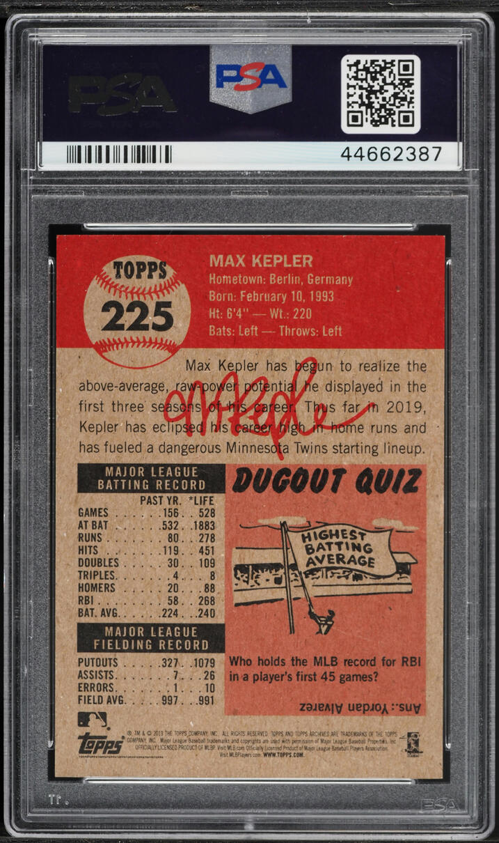 2019 Topps Living Max Kepler #225 PSA 10 GEM MINT