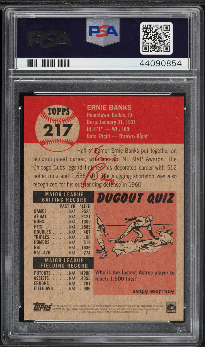 2019 Topps Living Ernie Banks #217 PSA 10 GEM MINT