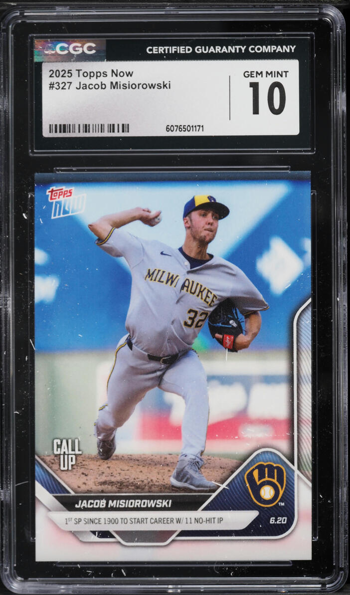 2025 Topps Now Jacob Misiorowski ROOKIE #327 CGC 10 GEM MINT