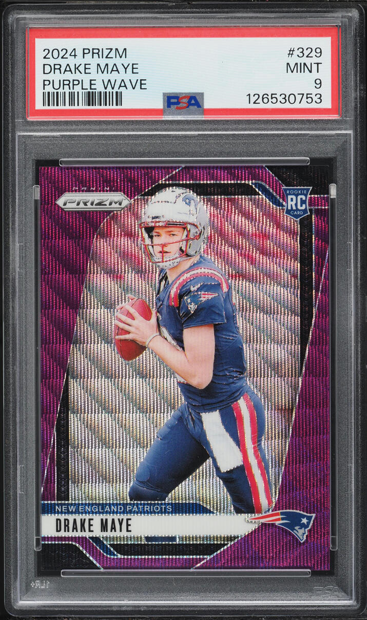 2024 Panini Prizm Purple Wave Drake Maye ROOKIE /99 #329 PSA 9 MINT