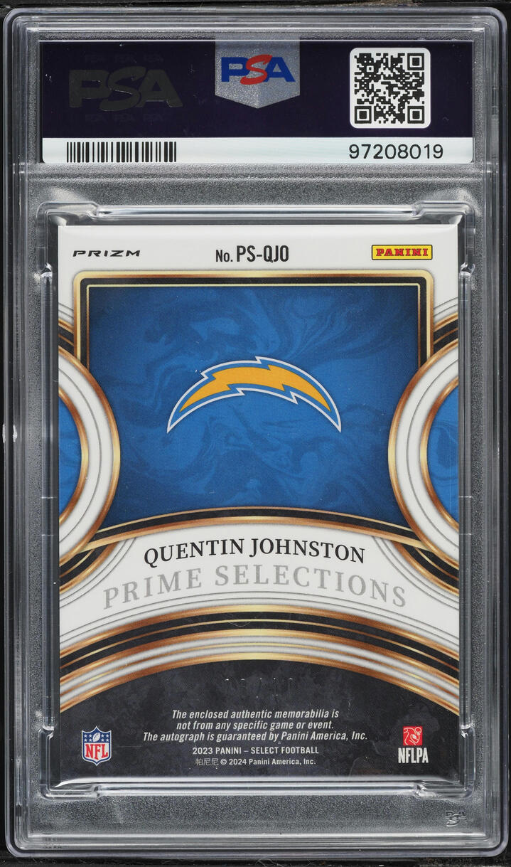 2023 Select Prime Selections Signatures Num Gold Prizm Quentin Johnston RC PATCH AUTO /10 PSA 9