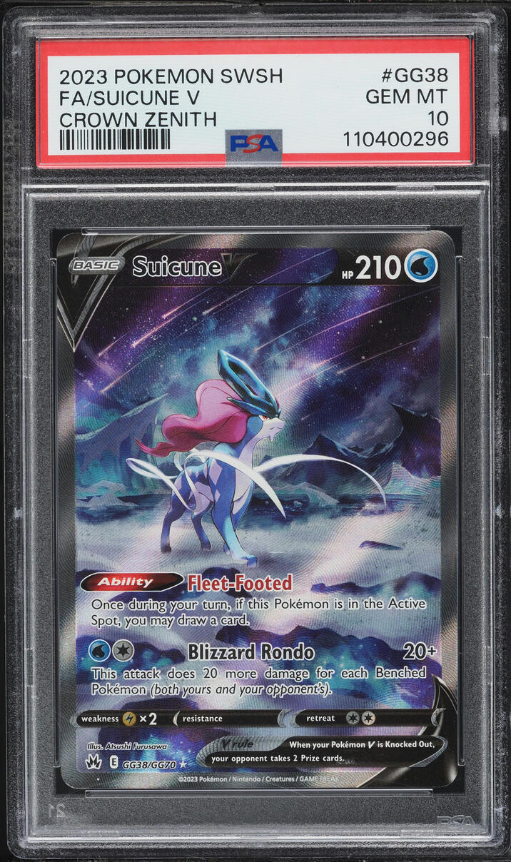 2023 Pokemon Sword & Shield Crown Zenith Alt Art Suicune V #GG38 PSA 10 GEM MINT
