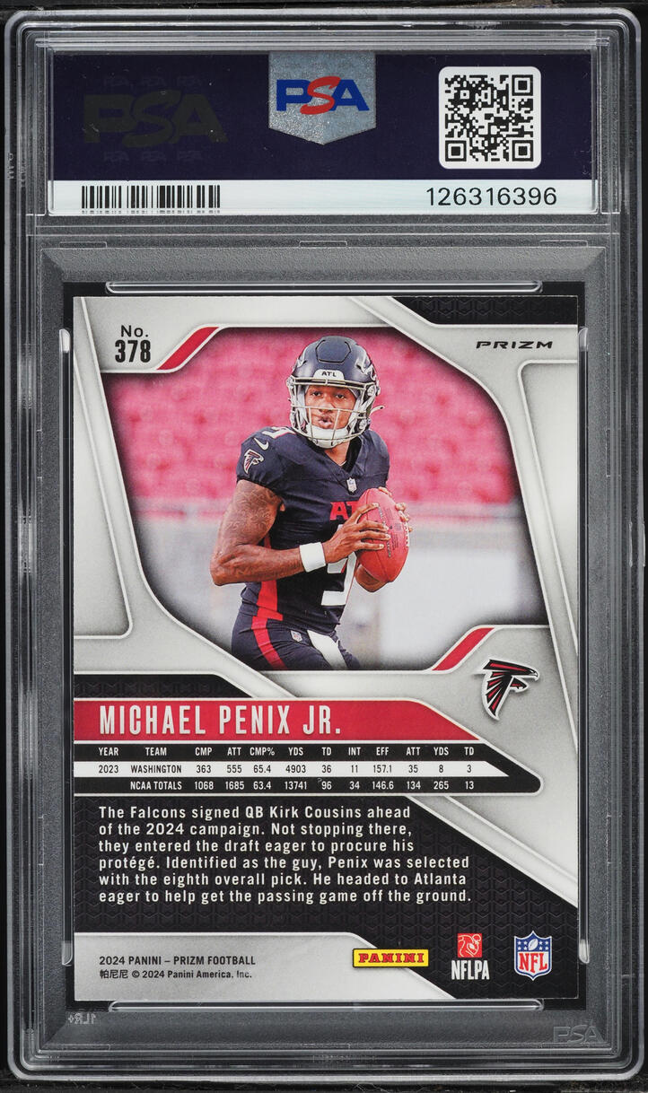 2024 Panini Prizm Silver Michael Penix Jr. ROOKIE #378 PSA 9 MINT