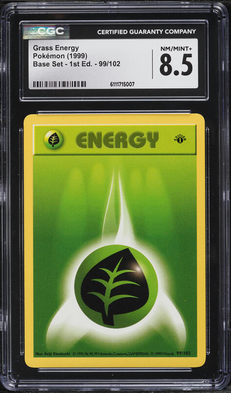 1999 Pokemon Base Set Shadowless 1st Edition Grass Energy #99 CGC 8.5 NM-MT+