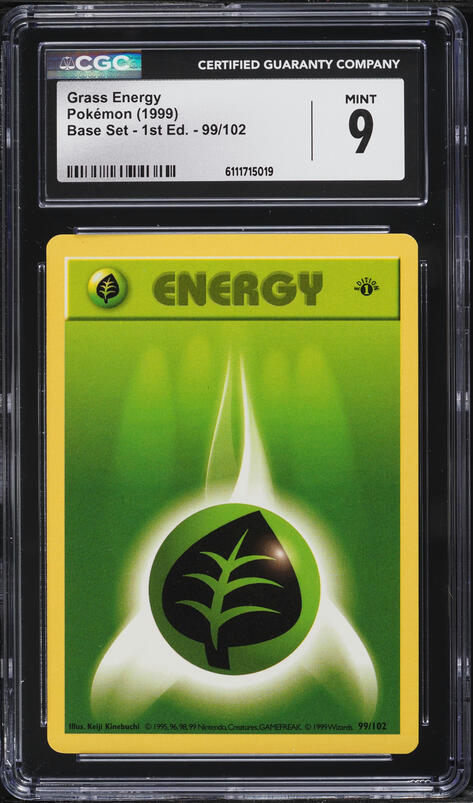 1999 Pokemon Base Set Shadowless 1st Edition Grass Energy #99 CGC 9 MINT