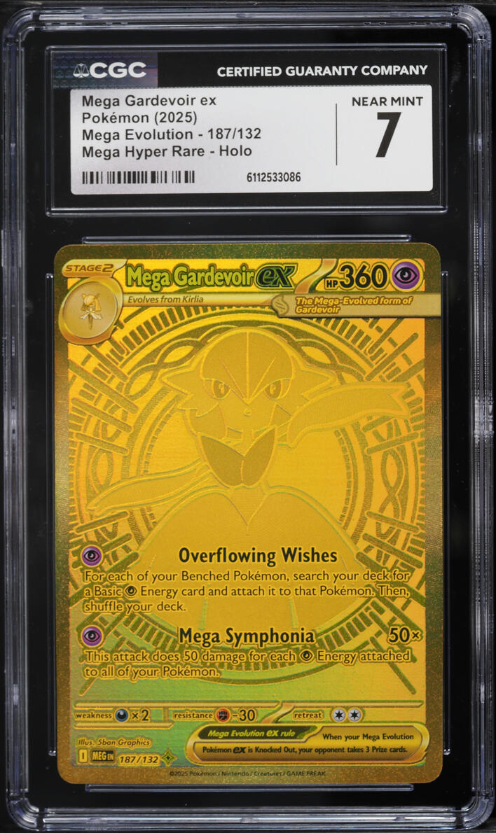 2025 Pokemon Mega Evolution Mega Gold Rare Mega Gardevoir EX #187 CGC 7 NRMT