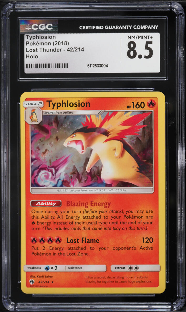 2018 Pokemon Sun & Moon Lost Thunder Holo Typhlosion #42 CGC 8.5 NM-MT+