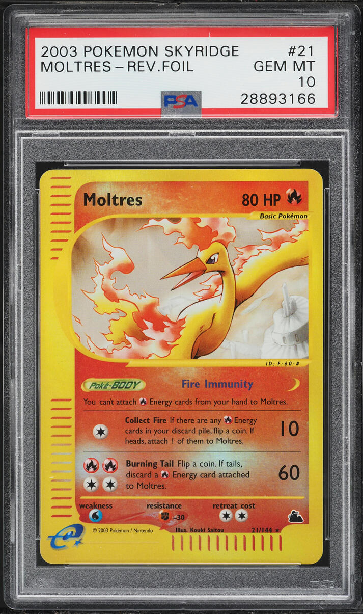 2003 Pokemon Skyridge Reverse Holo Moltres #21 PSA 10 GEM MINT