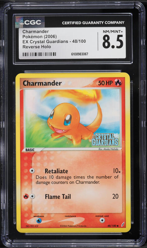 2006 Pokemon EX Crystal Guardians Reverse Holo Charmander #48 CGC 8.5 NM-MT+