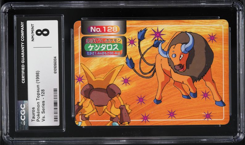 1998 Pokemon Japanese Topsun Tauros Vs Kadabra #128 CGC 8 NM-MT