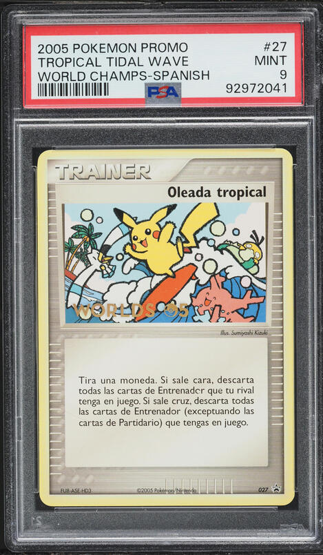 2005 Pokemon Spanish World Championship Promo Tropical Tidal Wave #27 PSA 9 MINT
