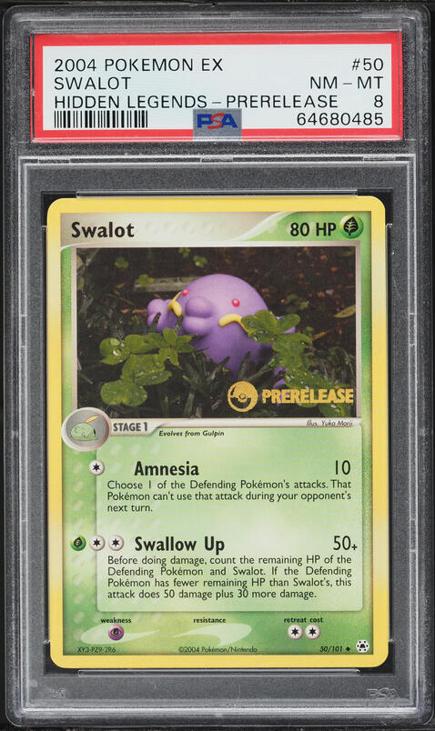 2004 Pokemon EX Hidden Legends Prerelease Swalot #50 PSA 8 NM-MT