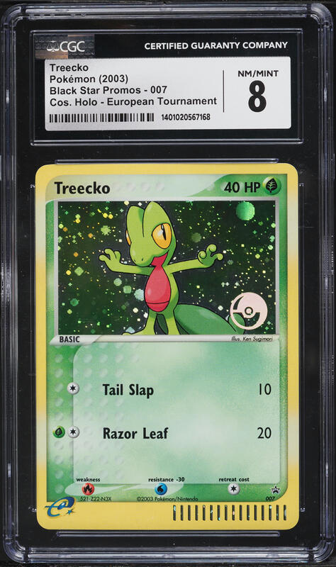 2003 Pokemon Promos European Tournament Cosmos Holo Treecko #7 CGC 8 NM-MT