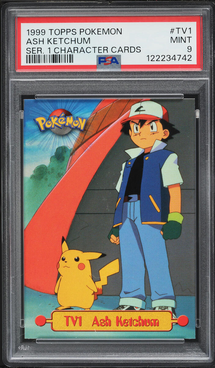 1999 Topps Pokemon Series 1 Character Cards Ash Ketchum #TV1 PSA 9 MINT