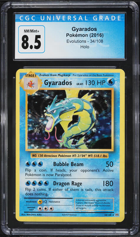 2016 Pokemon XY Evolutions Holo Gyarados #34 CGC 8.5 NM-MT+
