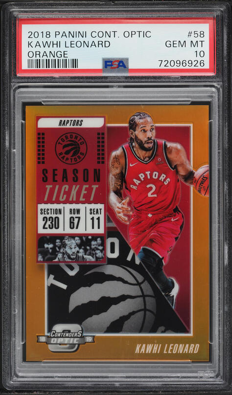 2018 Panini Contenders Optic Orange Kawhi Leonard /49 #58 PSA 10