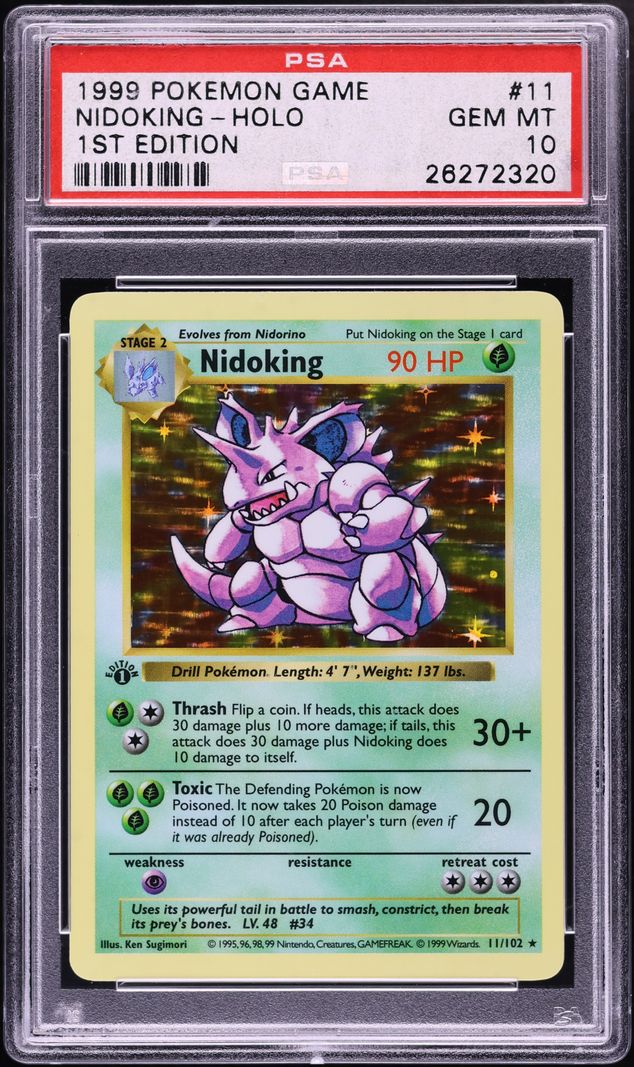 1999 Pokemon Base Set Shadowless 1st Edition Holo Nidoking #11 PSA 10 GEM MINT