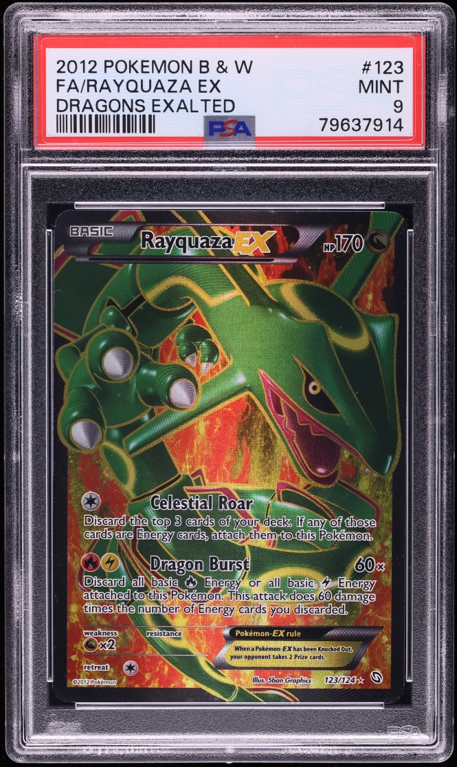 2012 Pokemon Black & White Dragons Exalted Full Art Rayquaza EX #123 PSA 9 MINT
