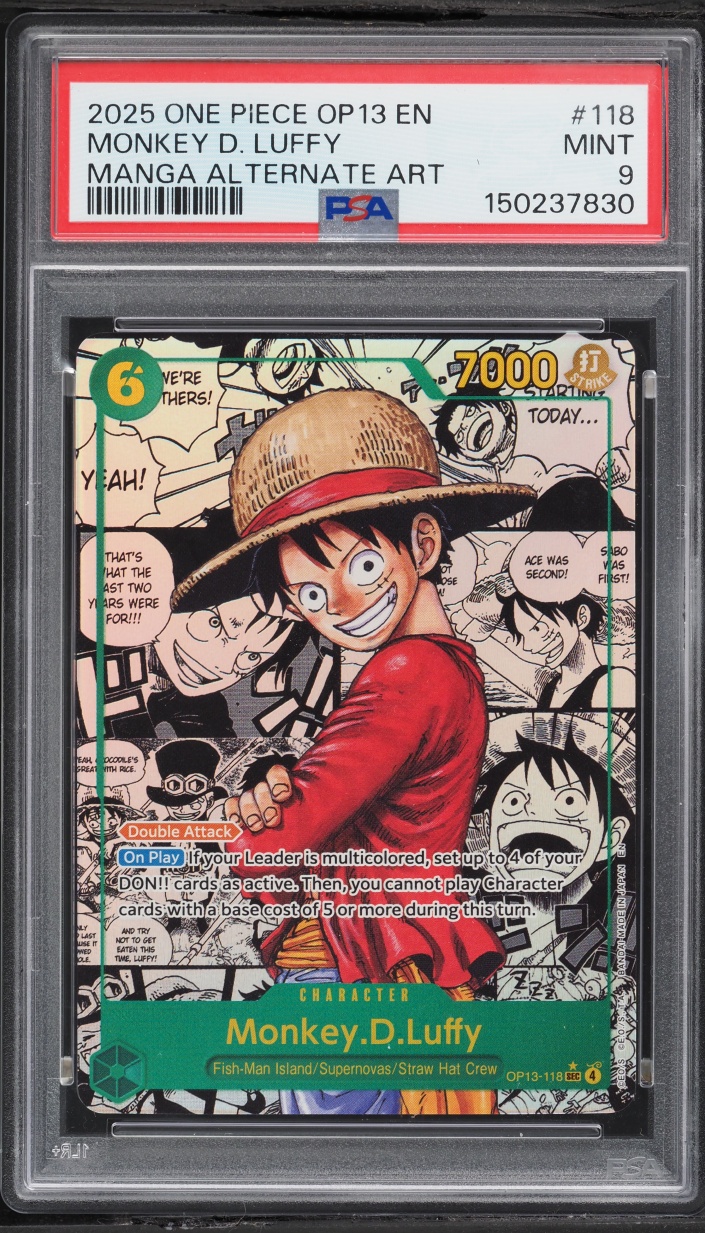 2025 One Piece Carrying On His Will SEC Manga Alt Art Monkey D. Luffy #OP13-118 PSA 9 MINT