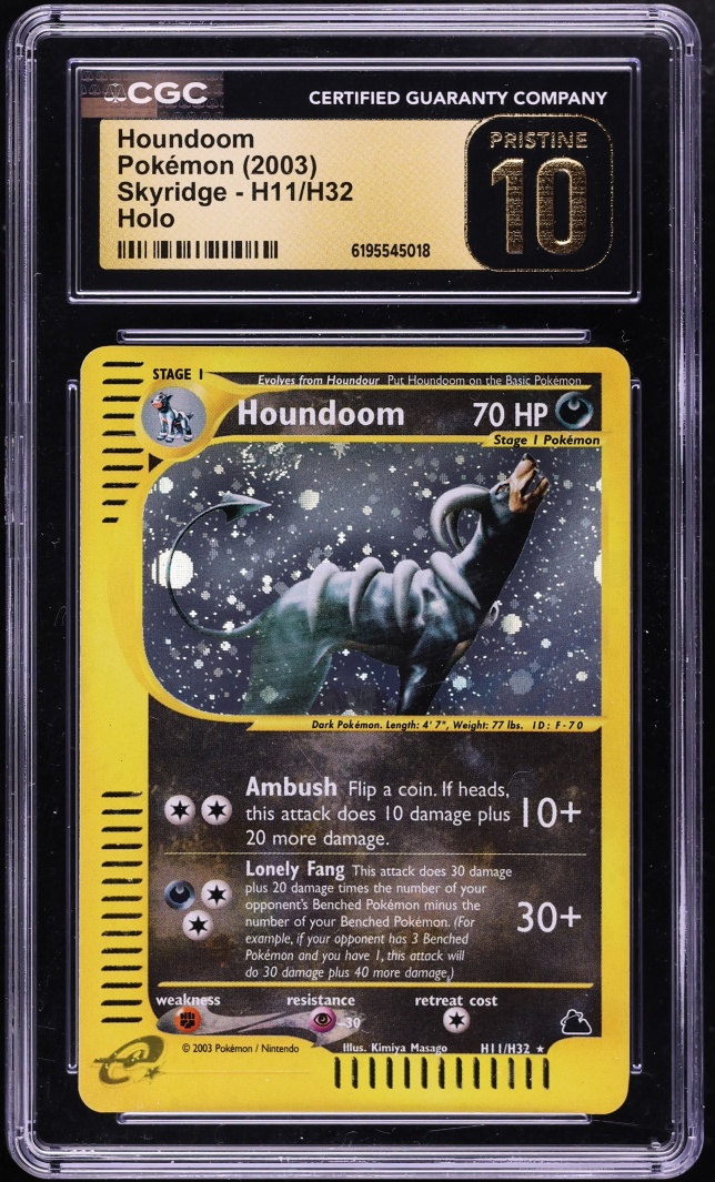 2003 Pokemon Skyridge Holo Houndoom #H11 CGC 10 PRISTINE