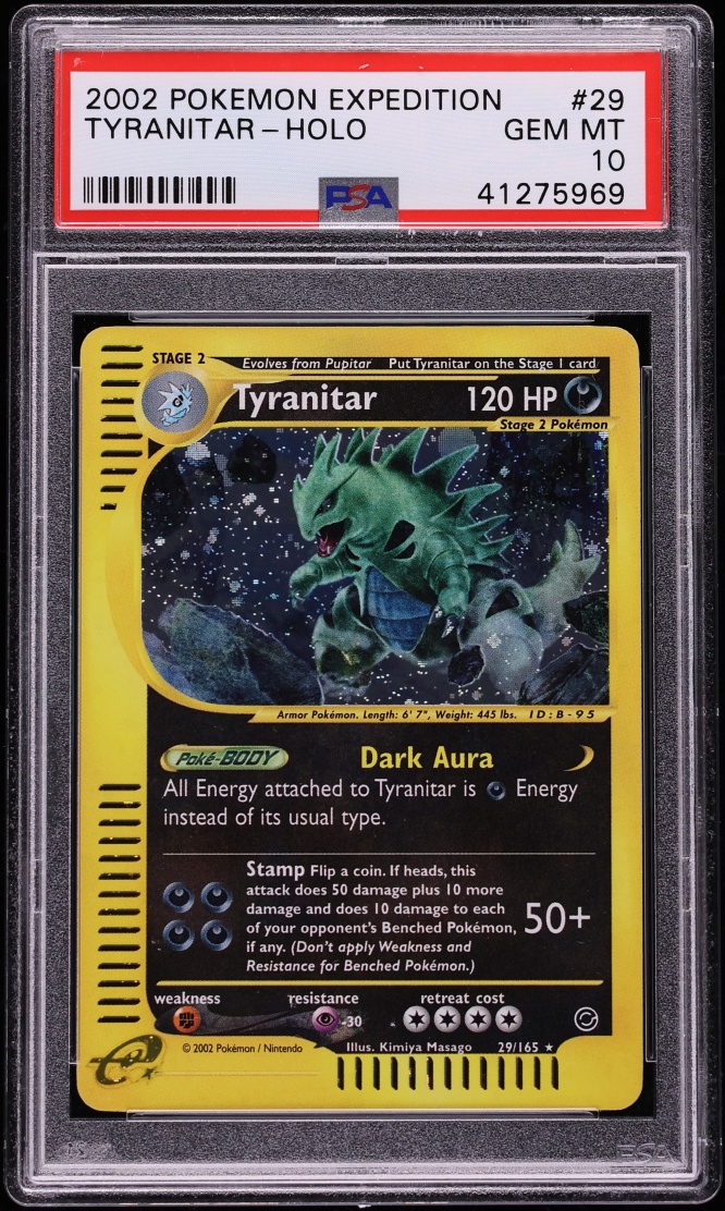 2002 Pokemon Expedition Holo Tyranitar #29 PSA 10 GEM MINT