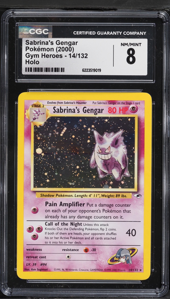 2000 Pokemon Gym Heroes Holo Sabrina's Gengar #14 CGC 8 NM-MT