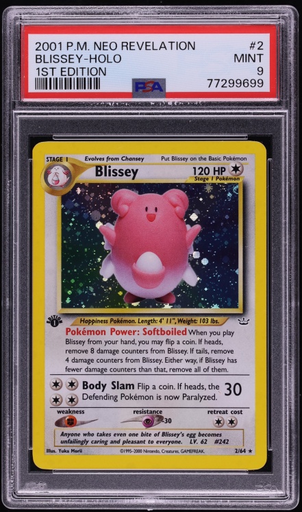 2001 Pokemon Neo Revelation 1st Edition Holo Blissey #2 PSA 9 MINT