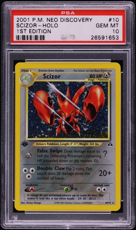 2001 Pokemon Neo Discovery 1st Edition Holo Scizor #10 PSA 10 GEM MINT
