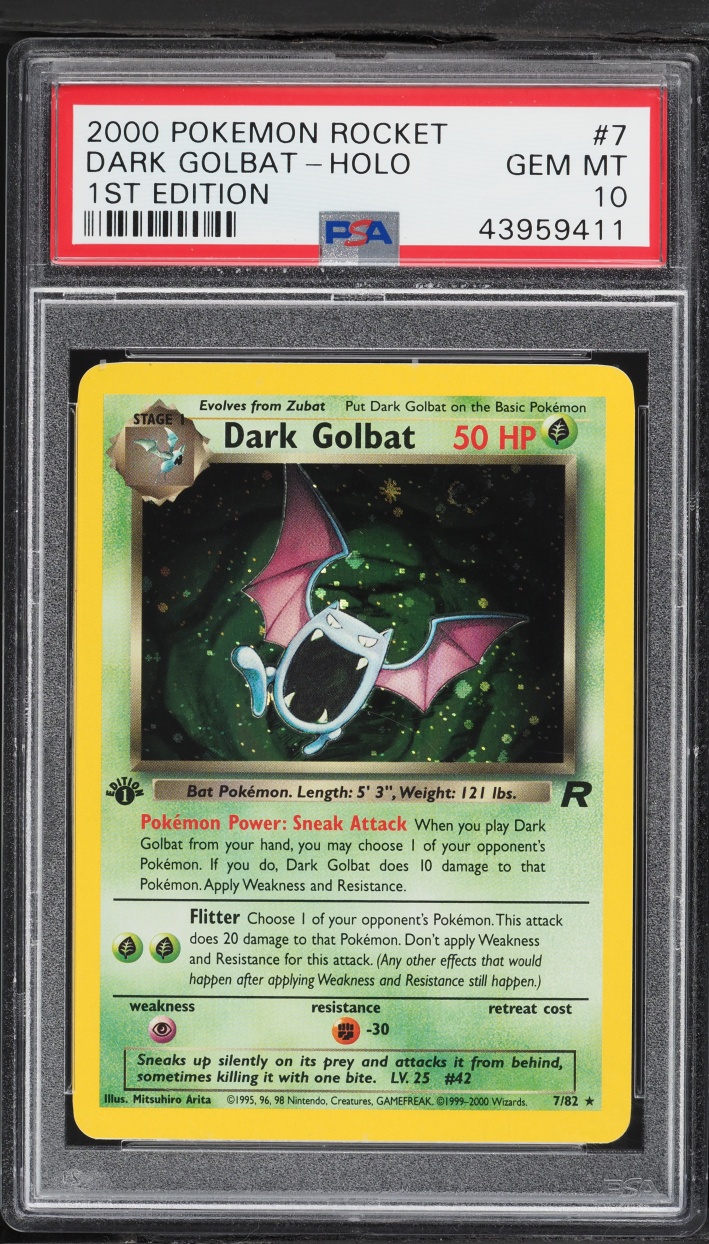 2000 Pokemon Team Rocket 1st Edition Holo Dark Golbat #7 PSA 10 GEM MINT