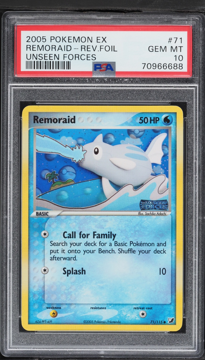 2005 Pokemon EX Unseen Forces Reverse Holo Remoraid #71 PSA 10 GEM MINT