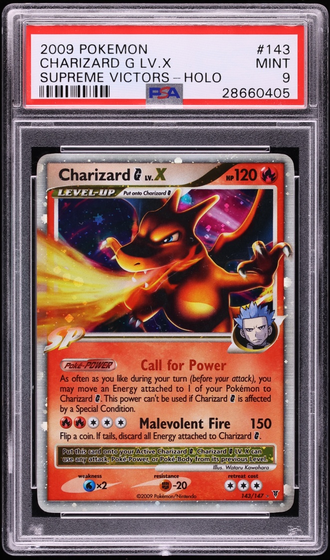 2009 Pokemon Platinum Supreme Victors Holo Charizard G LV.X #143 PSA 9 MINT