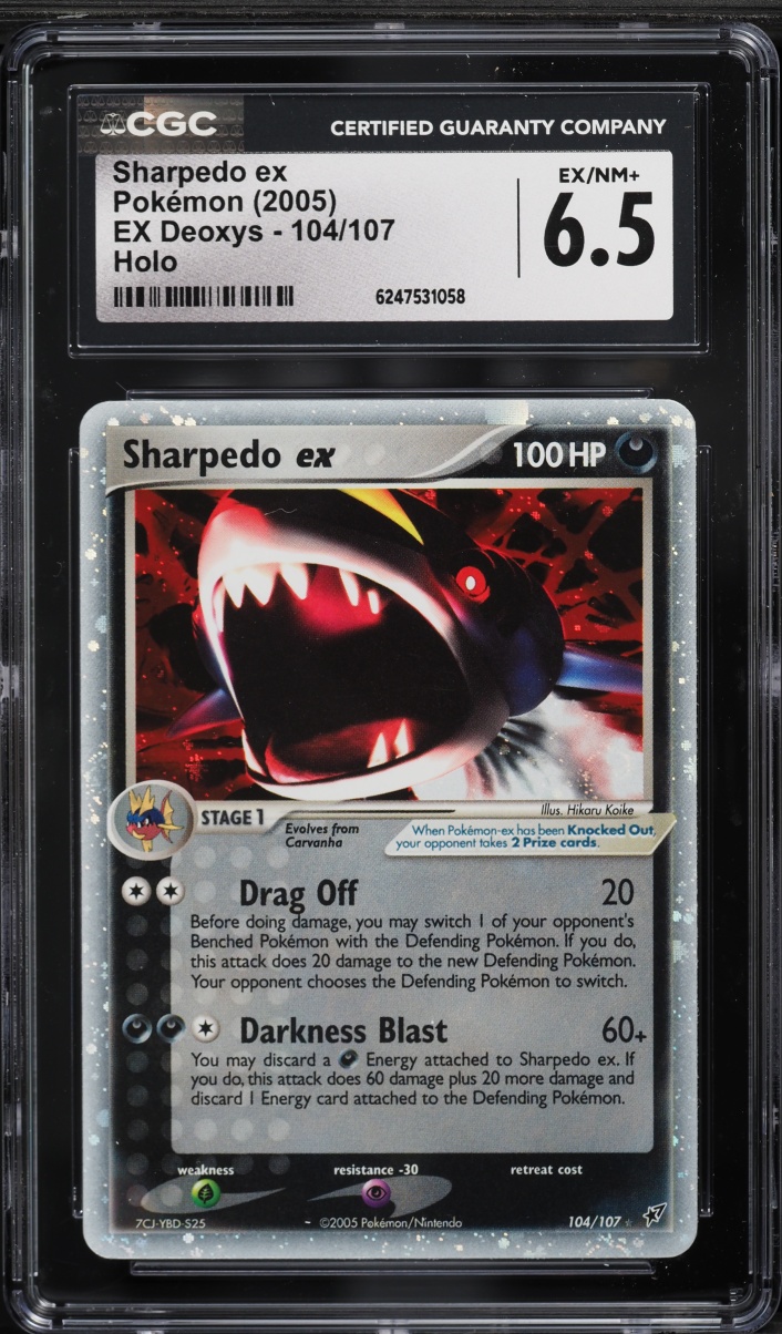 2005 Pokemon EX Deoxys Holo Sharpedo Ex #104 CGC 6.5 EXMT+