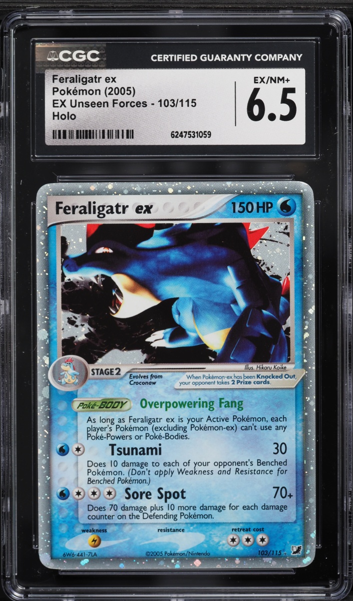 2005 Pokemon EX Unseen Forces Holo Feraligatr Ex #103 CGC 6.5 EXMT+