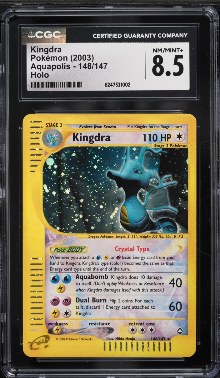 2003 Pokemon Aquapolis Holo Crystal Kingdra #148 CGC 8.5 NM-MT+