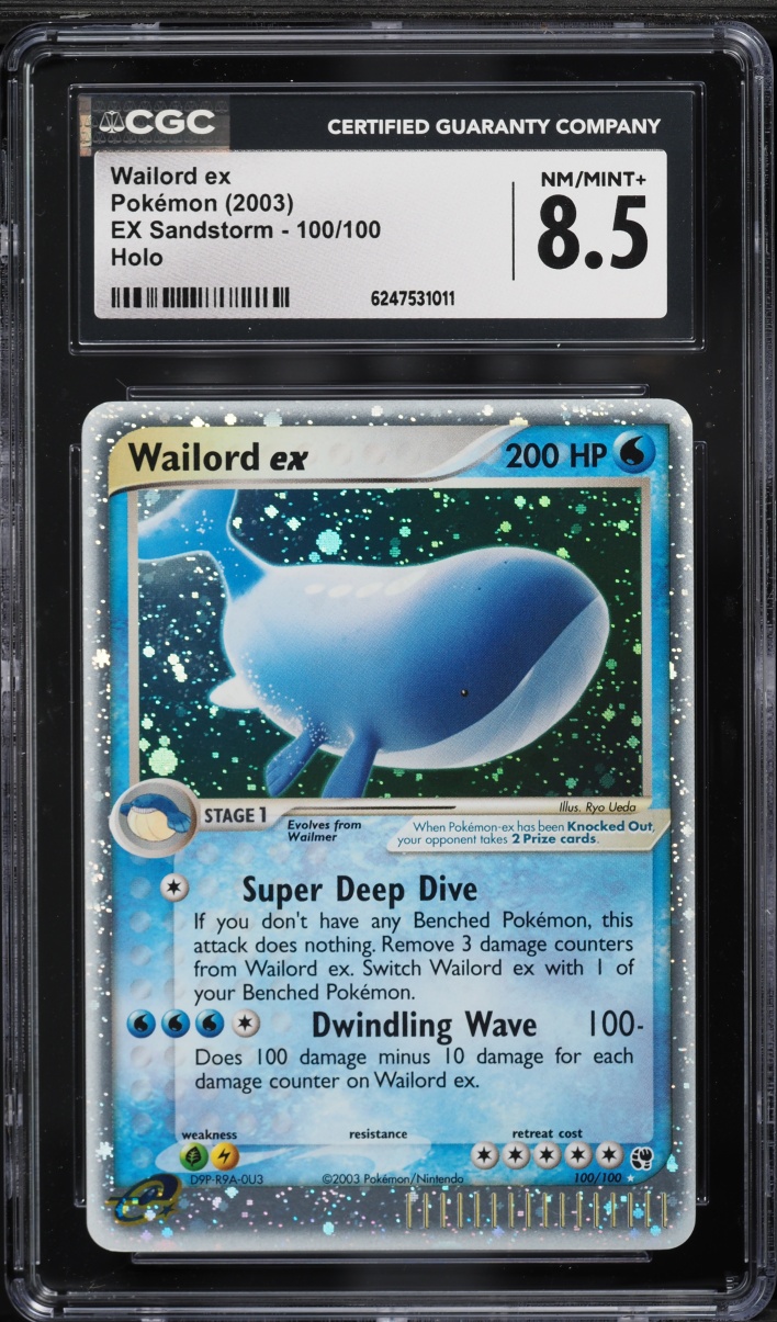 2003 Pokemon EX Sandstorm Holo Wailord Ex #100 CGC 8.5 NM-MT+