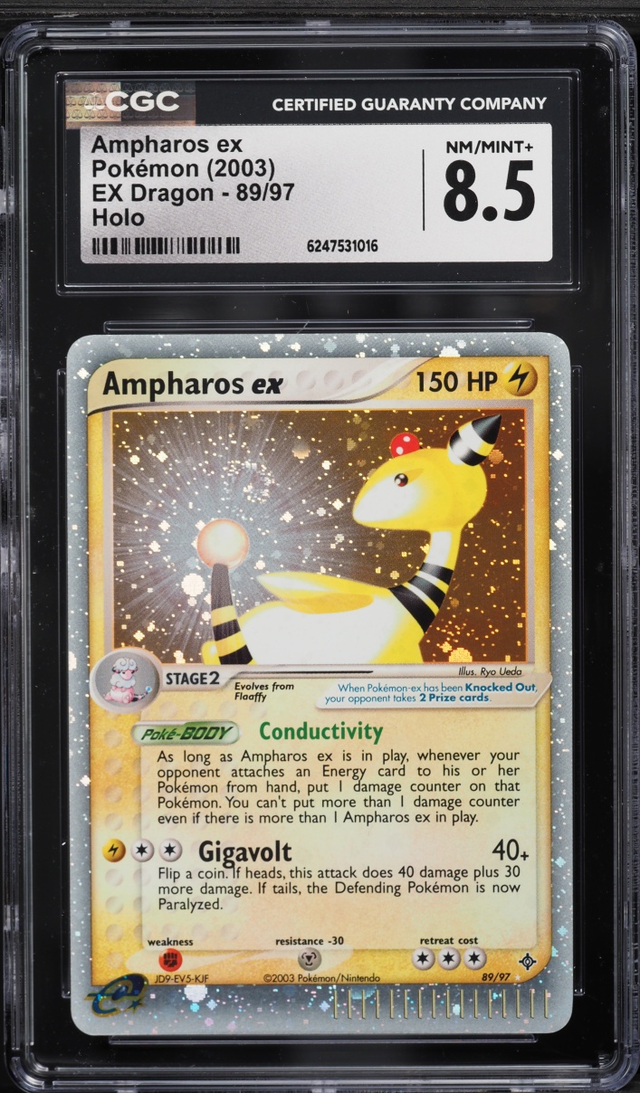 2003 Pokemon EX Dragon Holo Ampharos Ex #89 CGC 8.5 NM-MT+