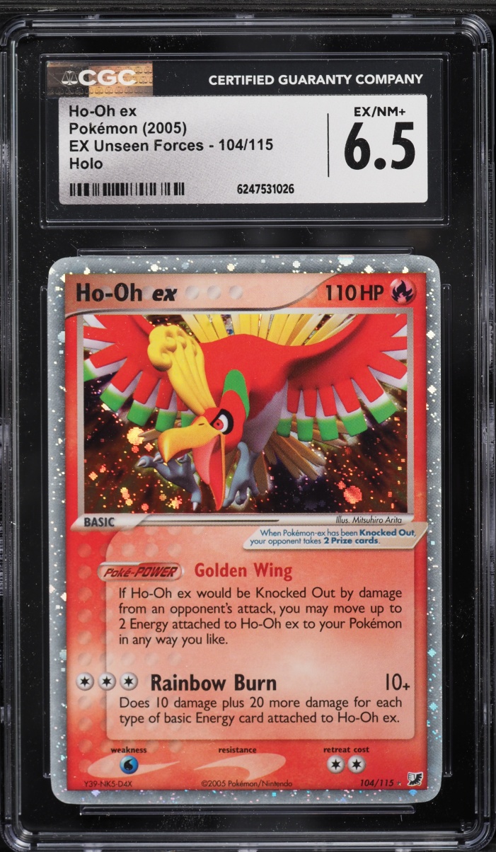 2005 Pokemon EX Unseen Forces Holo Ho-Oh Ex #104 CGC 6.5 EXMT+