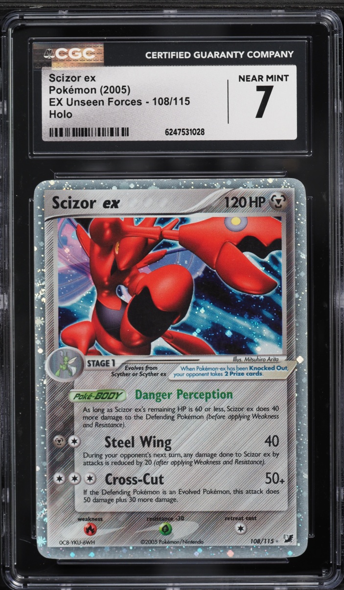 2005 Pokemon EX Unseen Forces Holo Scizor Ex #108 CGC 7 NRMT