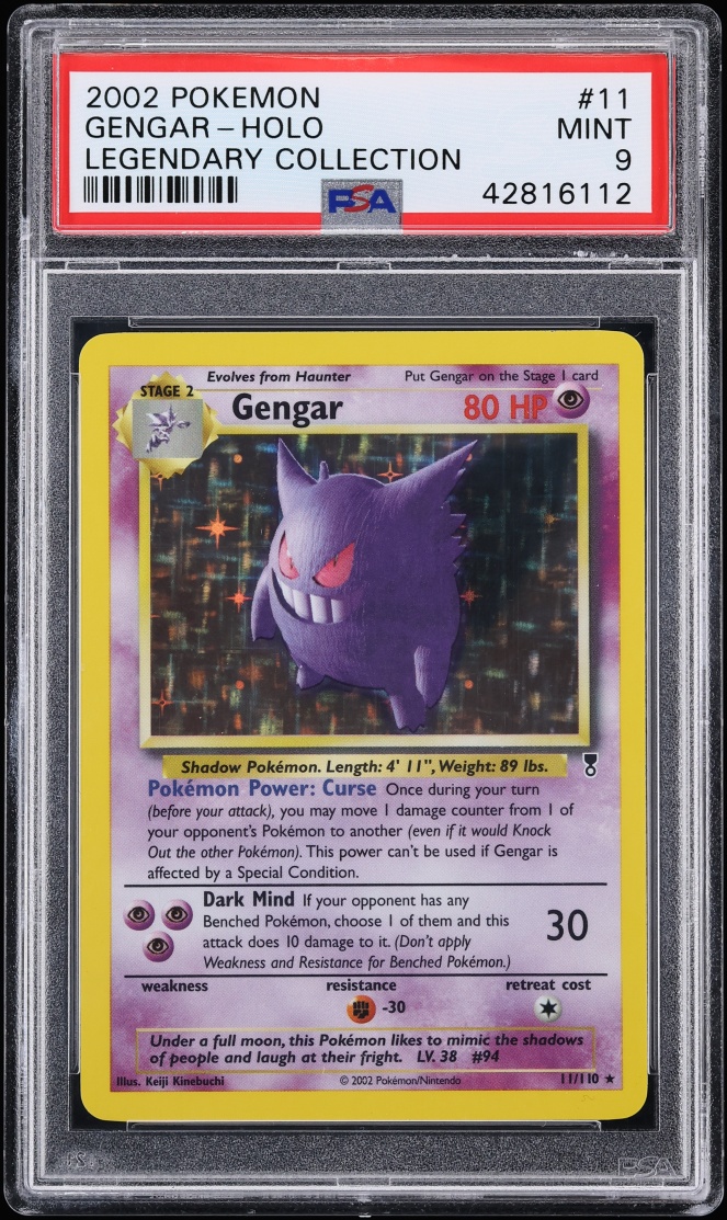 2002 Pokemon Legendary Collection Holo Gengar #11 PSA 9 MINT