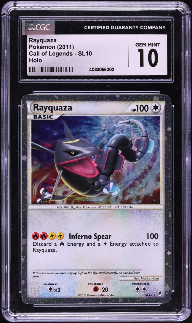 2011 Pokemon HeartGold & SoulSilver Call Of Legends Holo Rayquaza #SL10 CGC 10 GEM MINT