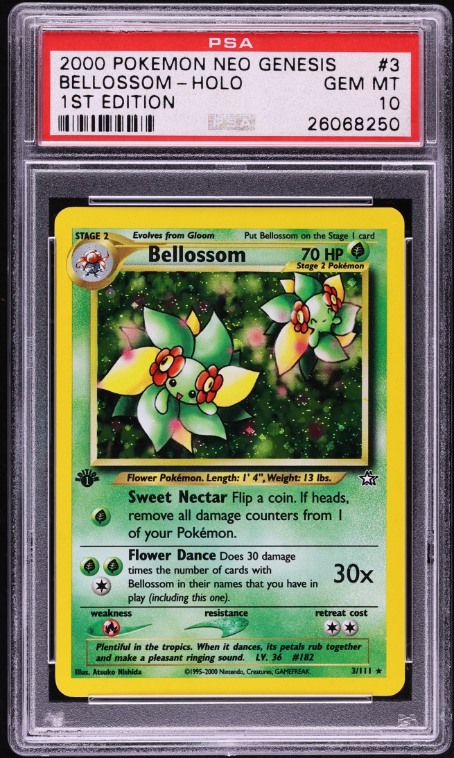 2000 Pokemon Neo Genesis 1st Edition Holo Bellossom #3 PSA 10 GEM MINT