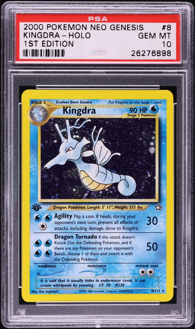 2000 Pokemon Neo Genesis 1st Edition Holo Kingdra #8 PSA 10 GEM MINT